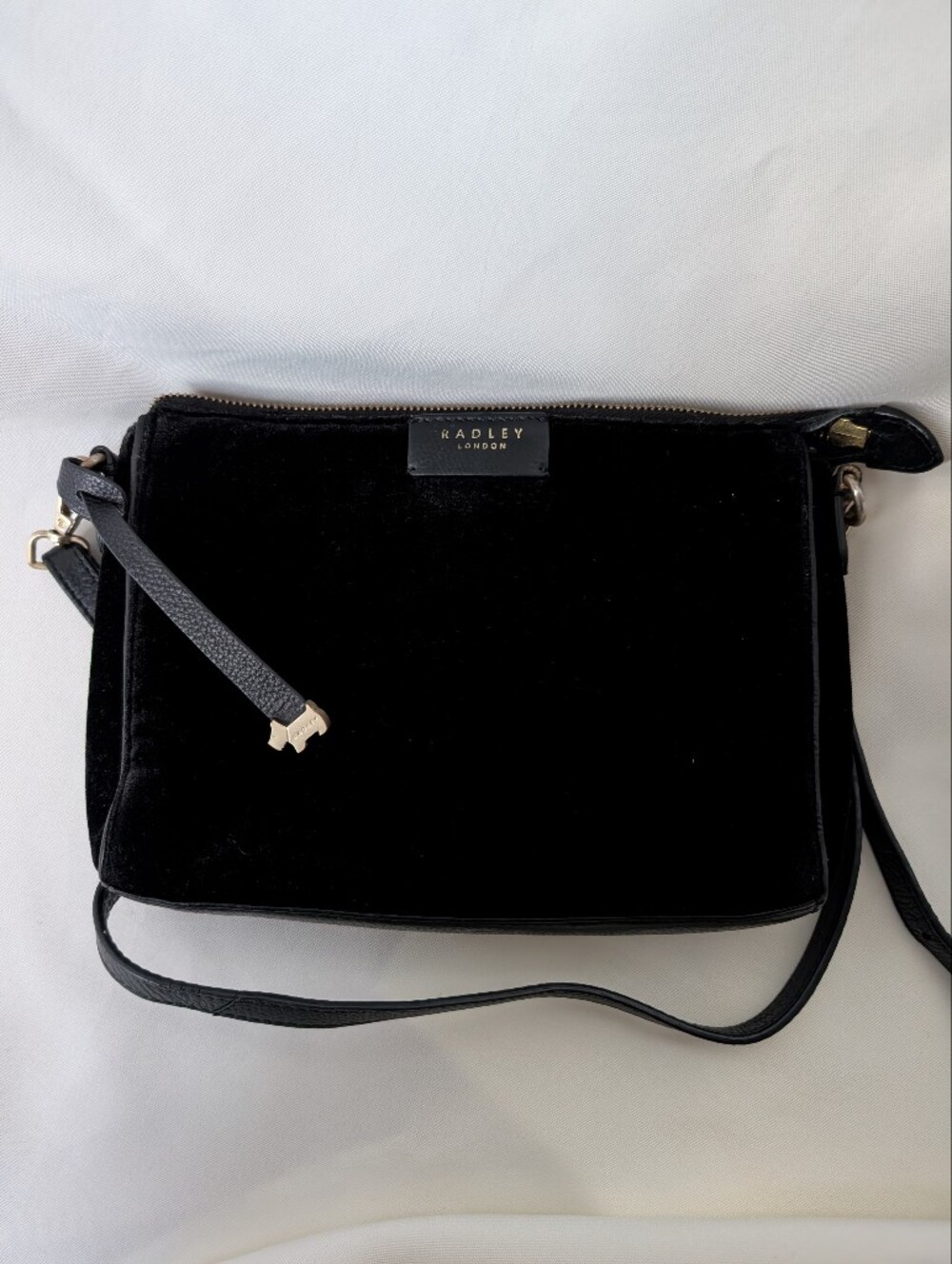 Radley London Selby Street Black Velvet Crossbody Clutch Bag